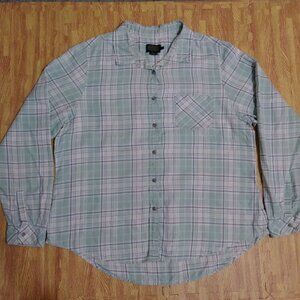 Pendleton Women's Plaid Cotton Mint Green Blue White Size XL
